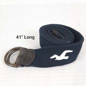 🔥Hollister Fabric D Ring Belt Embroidered Adjustable 41" Length